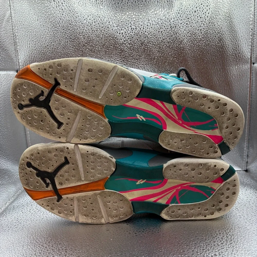 Size 7Y Air Jordan 8 Retro South Beach White Turbo Green Kids Shoes 305368-113 - Picture 10 of 10